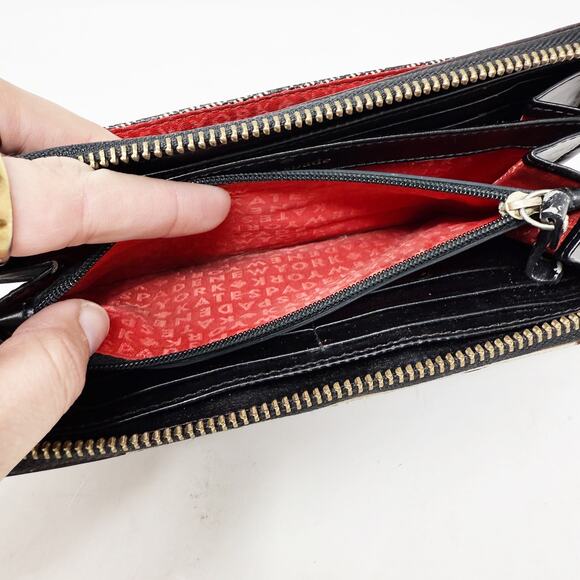 [Kate Spade] Neda Black Pebbled Leather Ace of Spades Zip Around Wallet *FLAW* - Picture 5 of 12